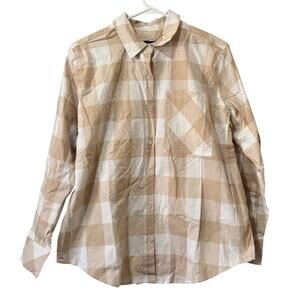 Studio Park Women Size‎ Small Button Down Shirt Brown Classic Beach Lightweight